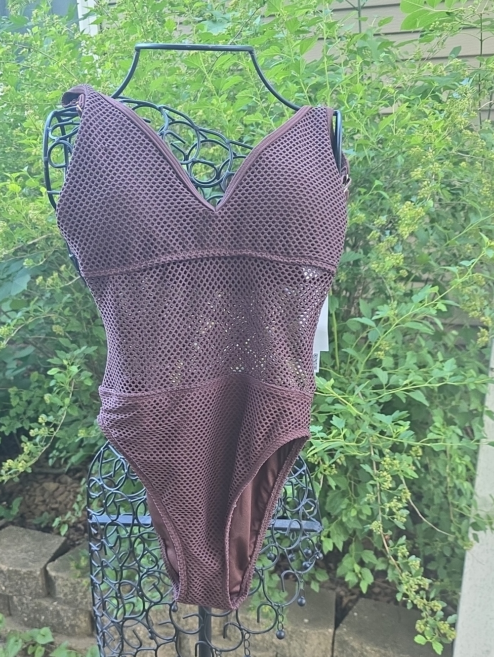 NWT Sanctuary Brown Mesh One-Piece Swimsuit Size XS